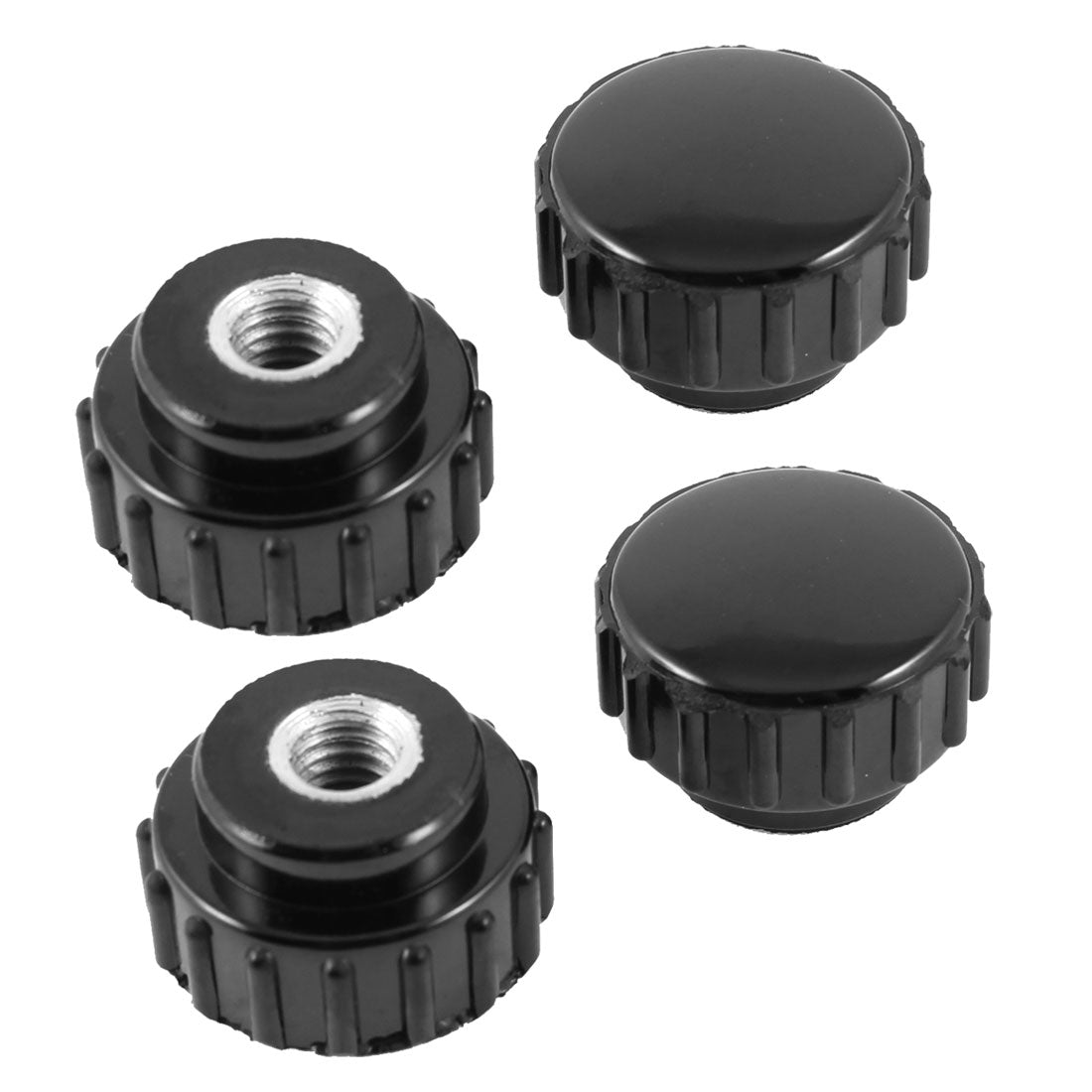 Harfington 4 Pieces Spare Part M6 Dia Female Thread 14mm High Knurled Knob Black