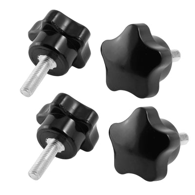 Harfington 4pcs 30mm Star Head Dia M6 x 20mm Male Thread Screw On Type Clamping Knob