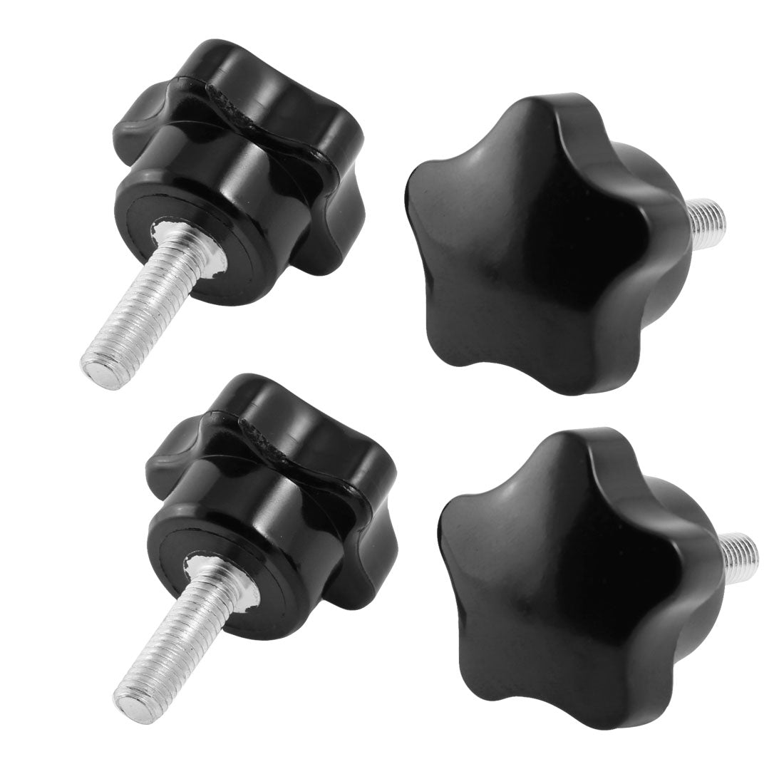Harfington 4pcs 30mm Star Head Dia M6 x 20mm Male Thread Screw On Type Clamping Knob