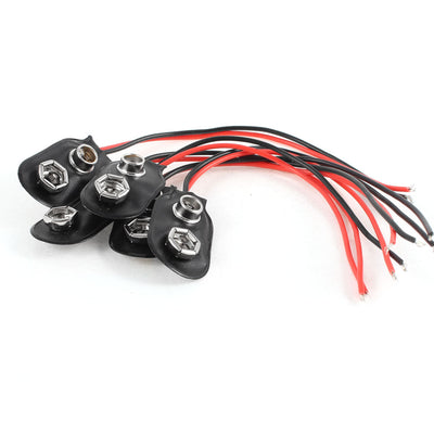 uxcell Uxcell 5 Pcs Black Faux Leather Housing T Type Wired 9V Battery Clip Connector