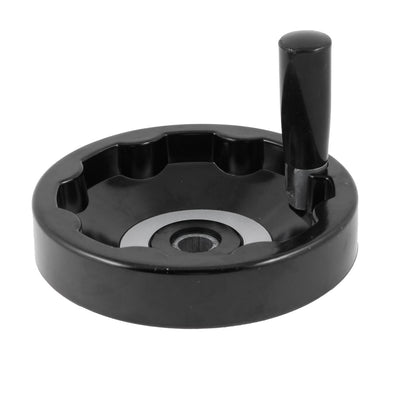 Harfington 16mm x 150mm Inside Ripple Hand Wheel Black w Folding Revolving Handle
