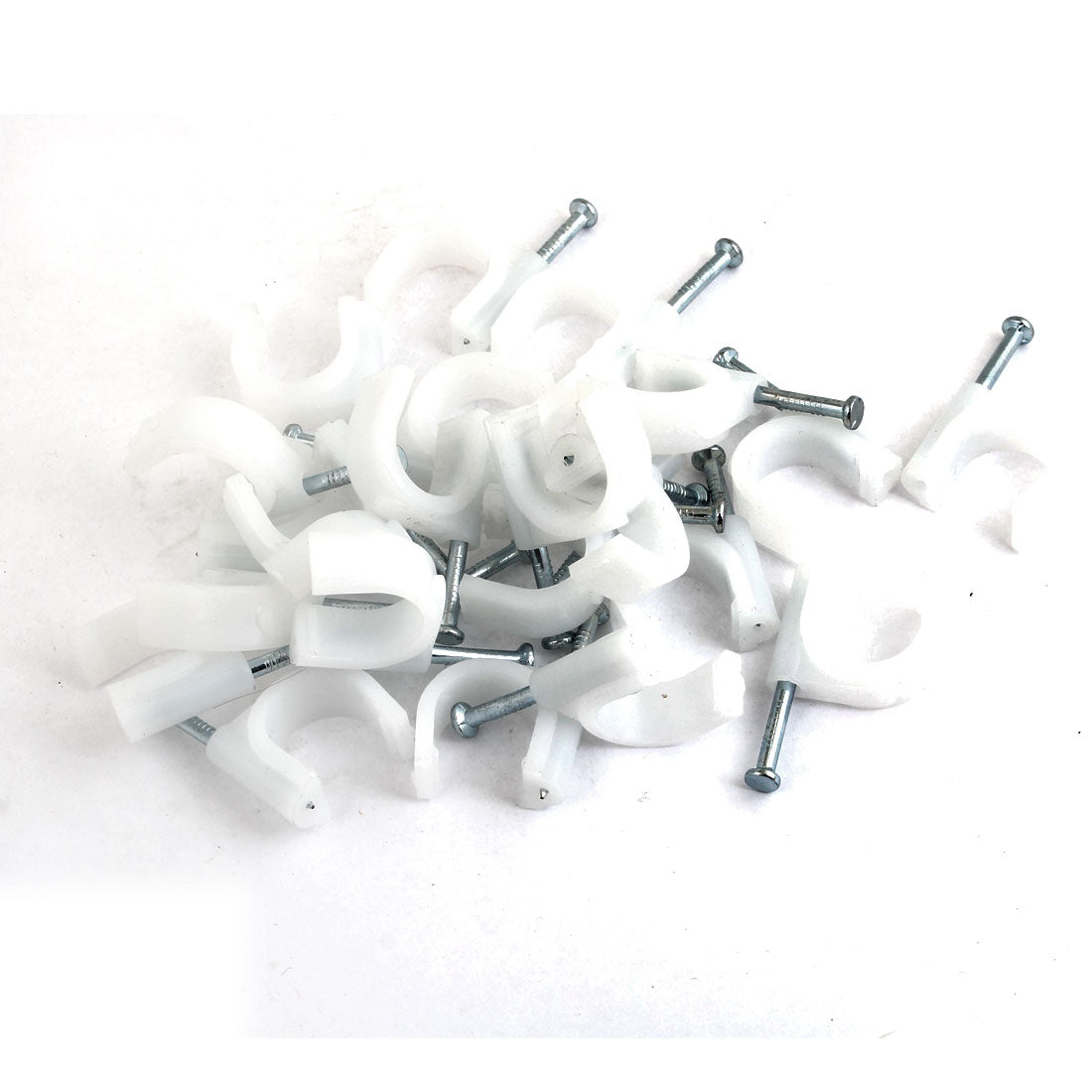 Harfington 24 Pcs White Plastic Circle Nail Clip for 20mm Dia Cable