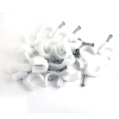 Harfington 24 Pcs White Plastic Circle Nail Clip for 20mm Dia Cable
