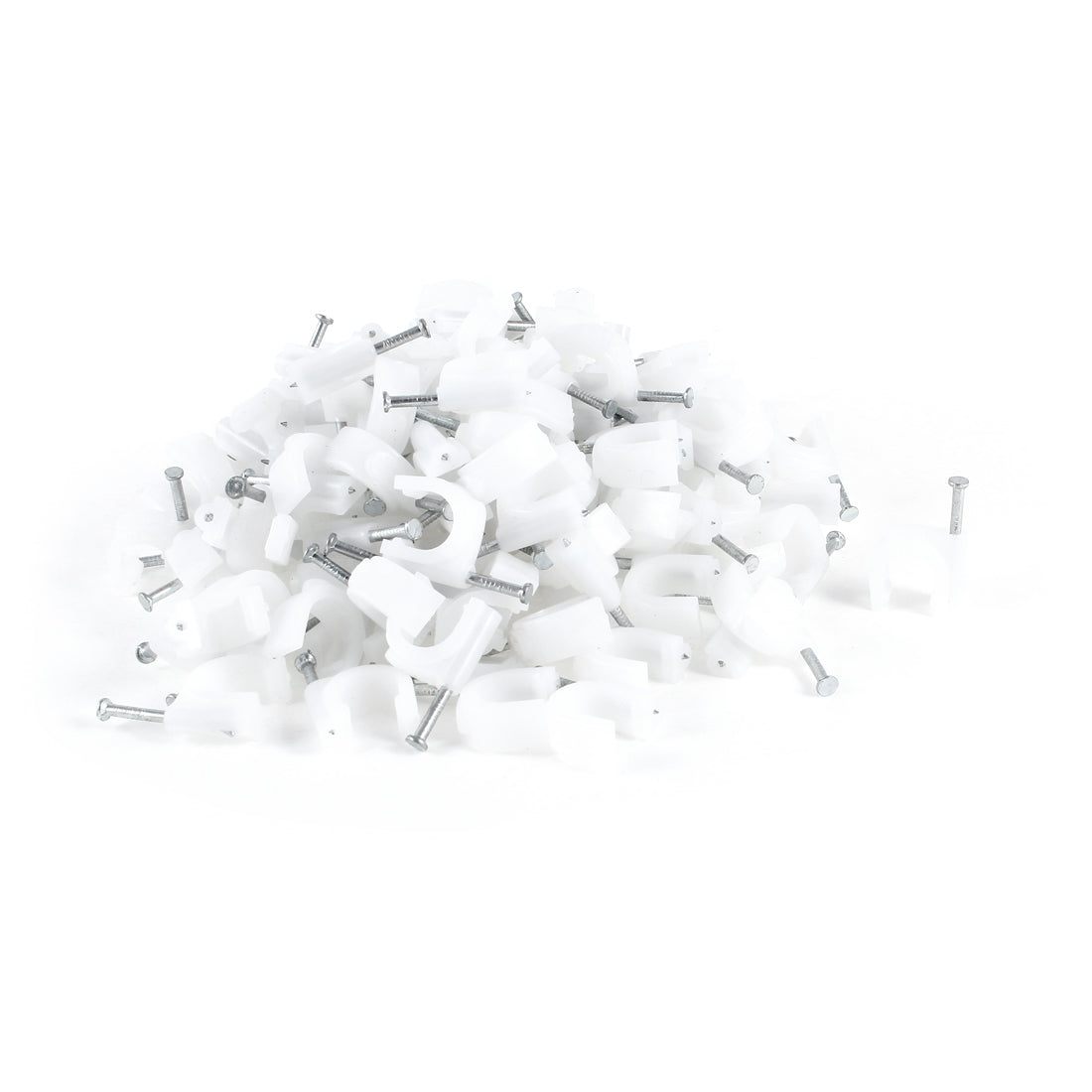 Harfington 200 Pcs 10mm Diameter Electric Cable White Plastic Circle Nail Clips