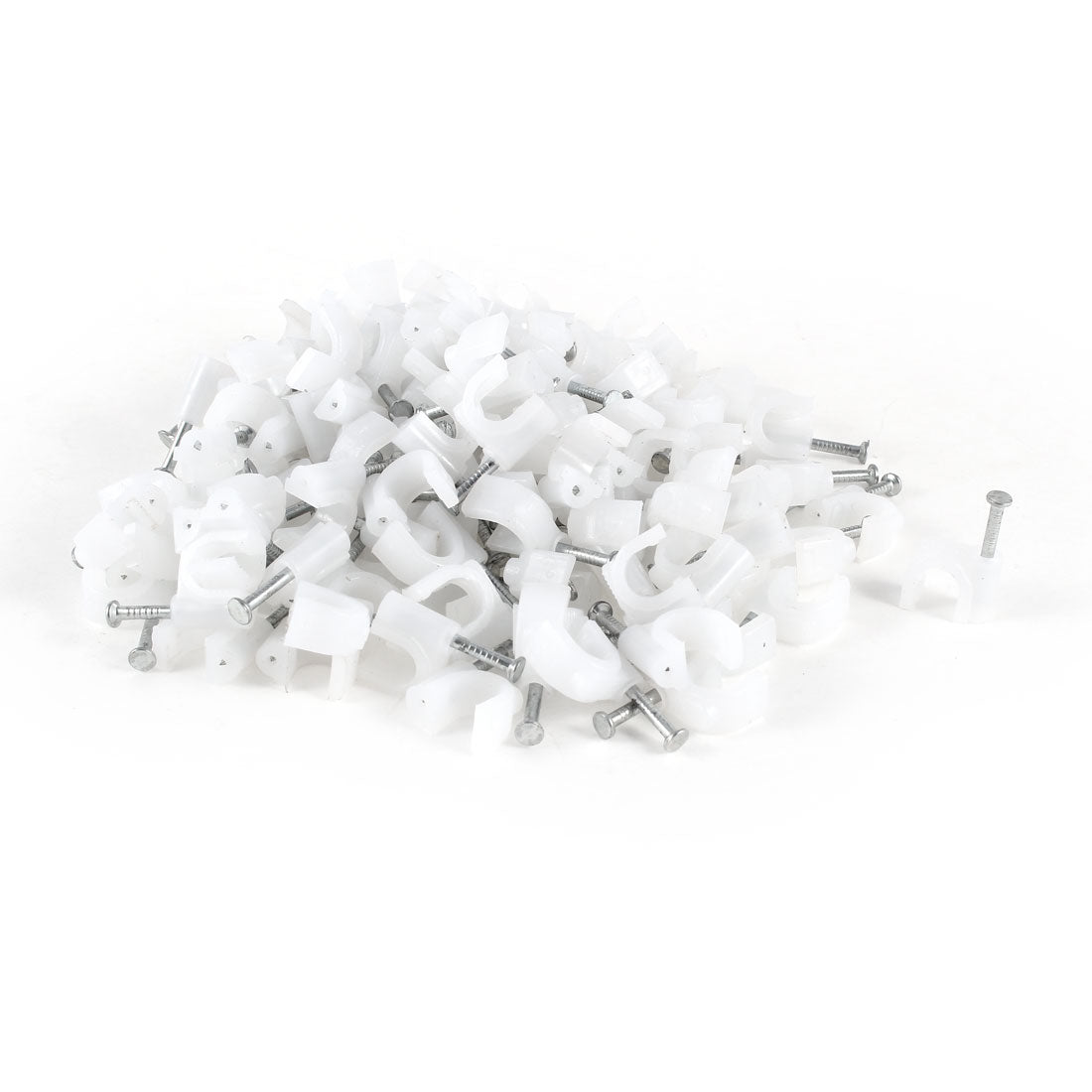 Harfington 200 Pcs 6mm Diameter Electric Cable White Plastic Circle Nail Clips