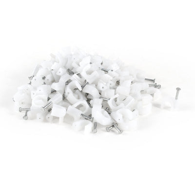Harfington 200 Pcs 6mm Diameter Electric Cable White Plastic Circle Nail Clips