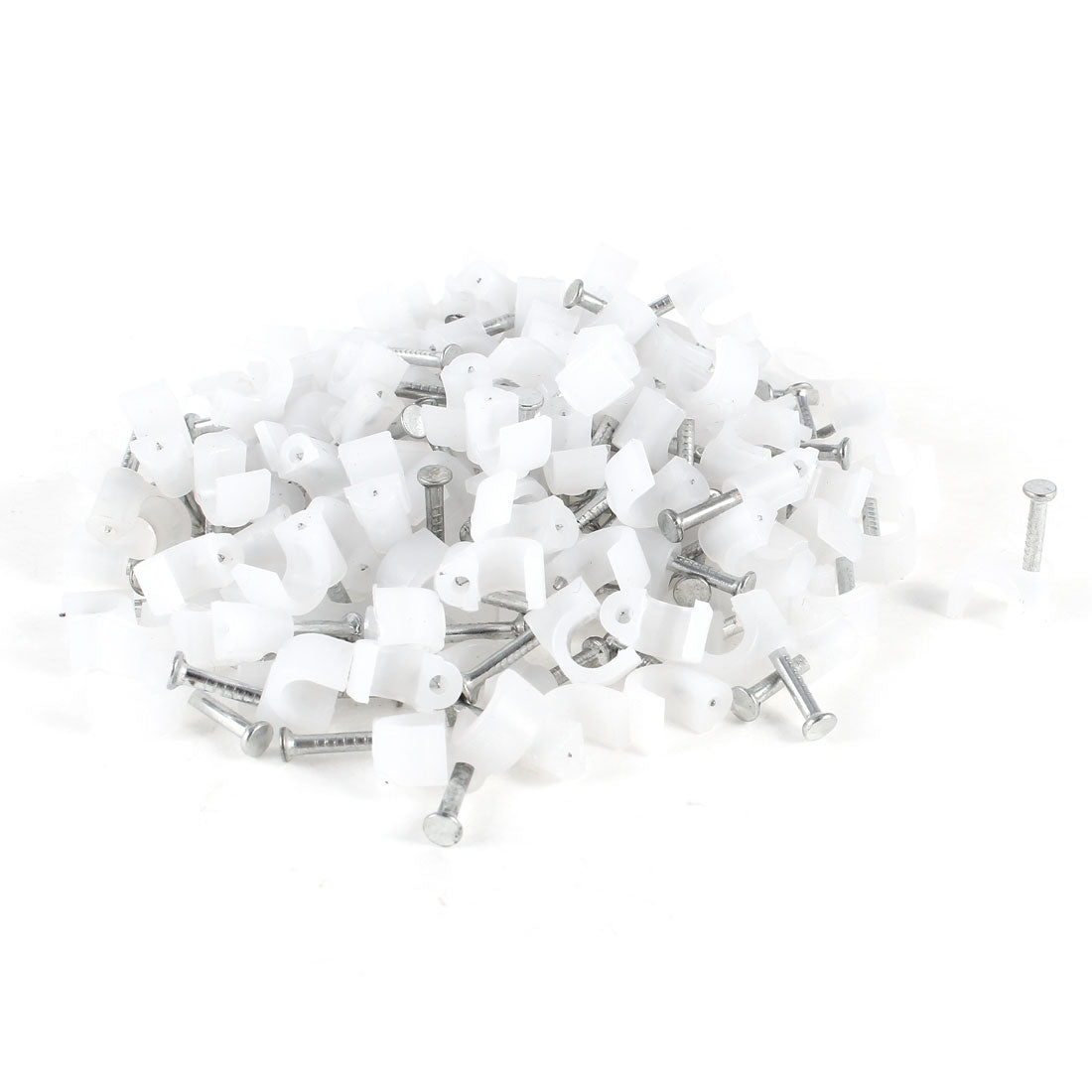 Harfington 200 Pcs 4mm Diameter Electric Cable White Plastic Circle Nail Clips