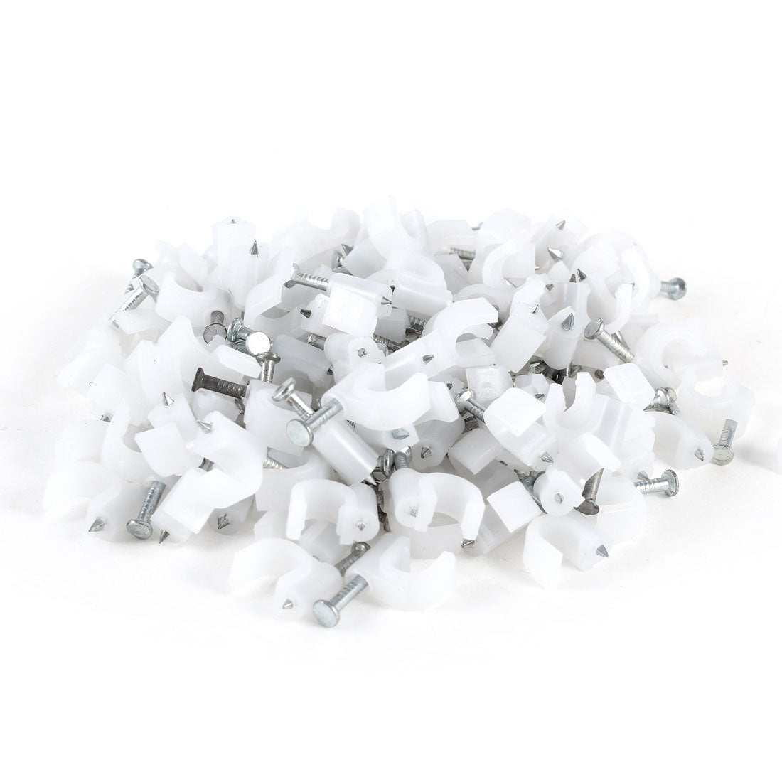 Harfington 200 Pcs 5mm Diameter Electric Cable White Plastic Circle Nail Clips