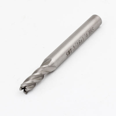 Harfington 3/16" x 1/4" x 9/16" x 2 3/8" Helical Groove 4 Flute HSS End Mill Cutter