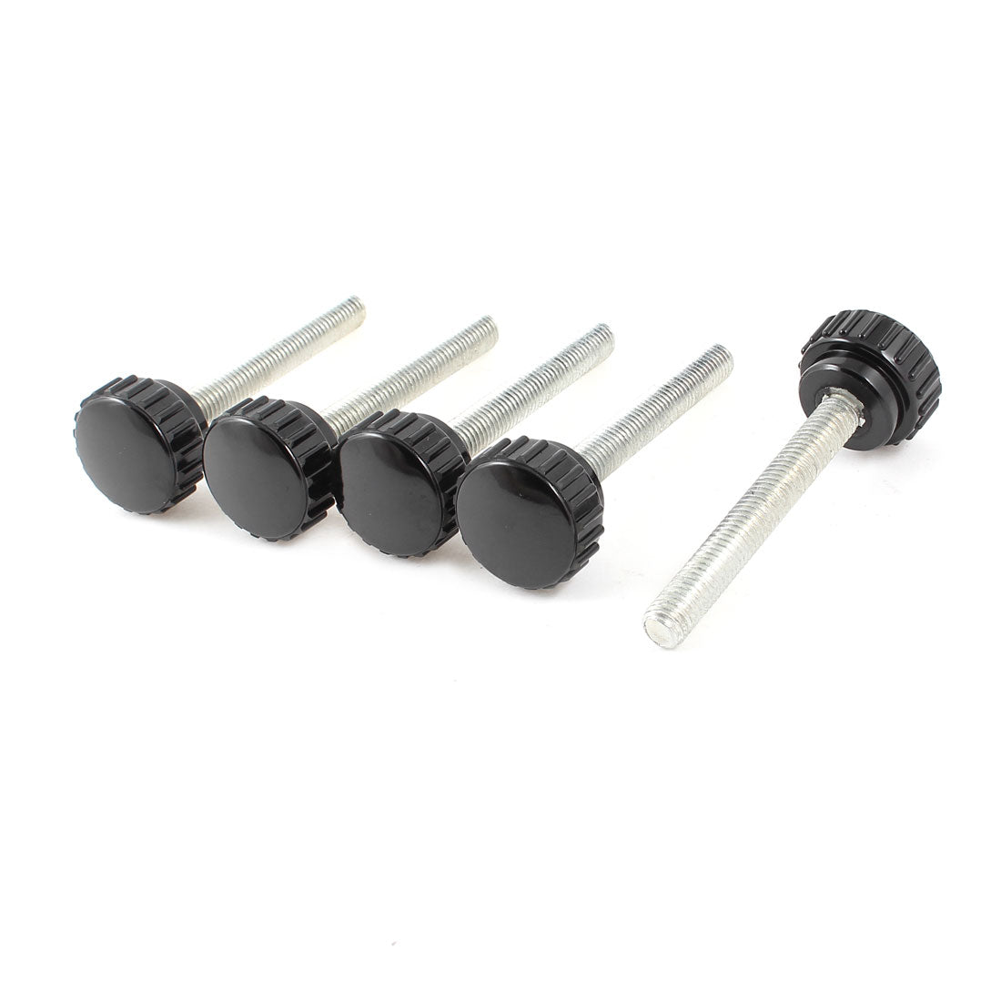 Harfington Black 8mm Male Thread Dia Thumbscrew Grip Knurled Knobs 5 Pieces