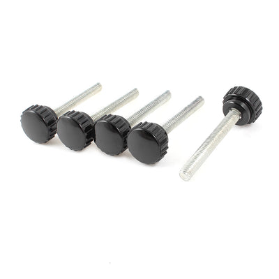 Harfington Black 8mm Male Thread Dia Thumbscrew Grip Knurled Knobs 5 Pieces