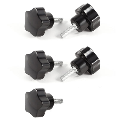 Harfington 5 Pcs M5x15mm Male Thread Black Star Head Clamping Knob Grip