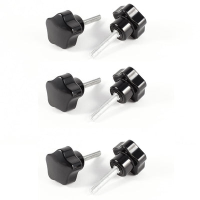 Harfington 6 Pcs M5x20mm Male Thread Black Star Head Clamping Knob Grip