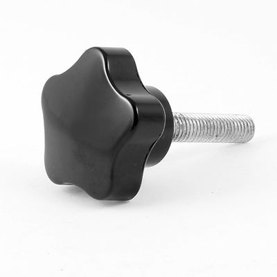 Harfington 8mmx35mm Male Thread Metal Star Head Clamping Knob Black Silver Tone