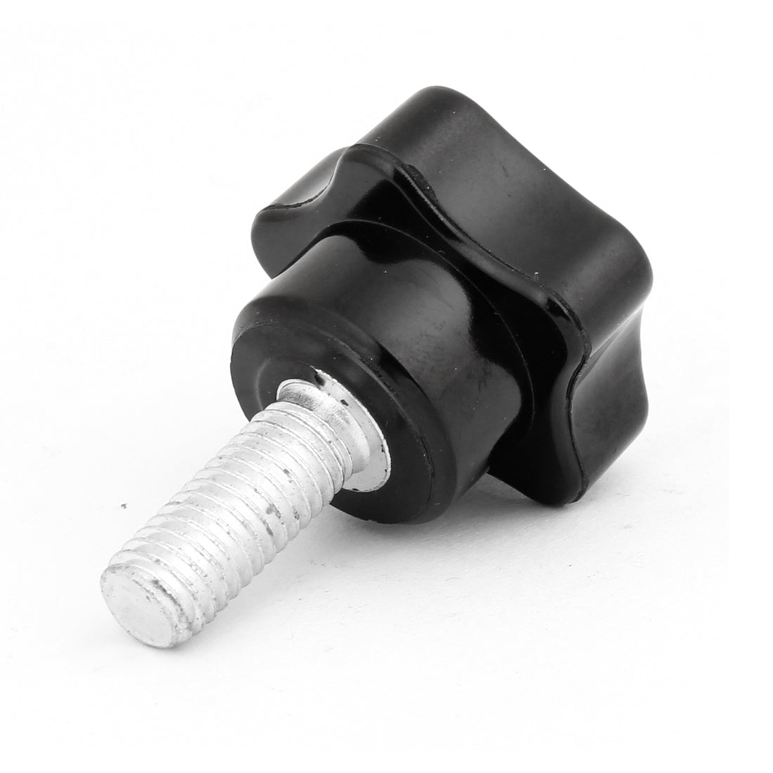 Harfington M8 x 20mm Male Thread Clamping Star Screw On Knob Grip Black Silver Tone