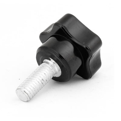 Harfington M8 x 20mm Male Thread Clamping Star Screw On Knob Grip Black Silver Tone