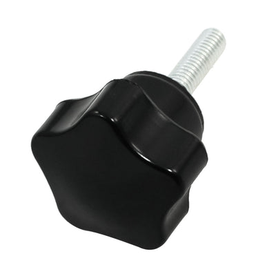 Harfington Black M6 x 25mm Male Thread 30mm Dia Star Shaped Head Clamping Screw Knob