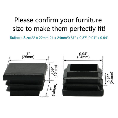 Harfington 15 Pcs Plastic Square Blanking End Caps Tubing Tube Inserts 25mm x 25mm