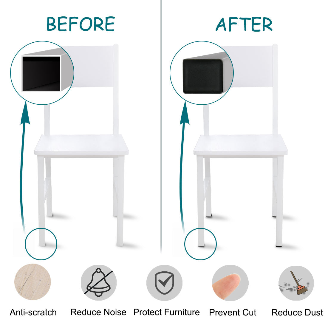 Harfington 15 Pcs Plastic Square Blanking End Caps Tubing Tube Inserts 25mm x 25mm