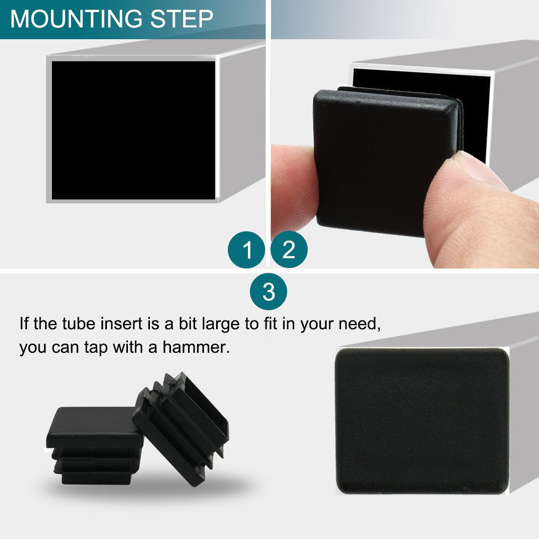 Harfington 15 Pcs Plastic Square Blanking End Caps Tubing Tube Inserts 25mm x 25mm