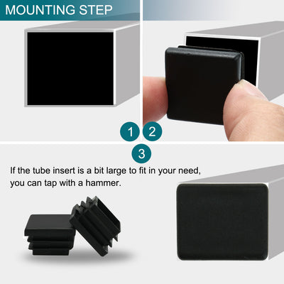 Harfington 15 Pcs Plastic Square Blanking End Caps Tubing Tube Inserts 25mm x 25mm