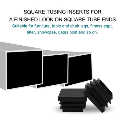 Harfington 15 Pcs Plastic Square Blanking End Caps Tubing Tube Inserts 25mm x 25mm