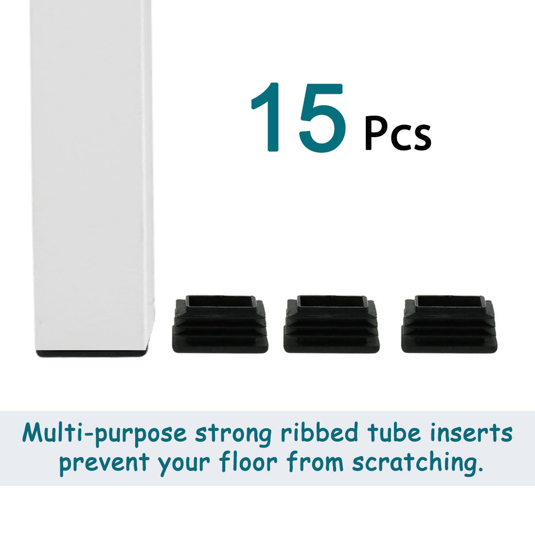 Harfington 15 Pcs Plastic Square Blanking End Caps Tubing Tube Inserts 25mm x 25mm