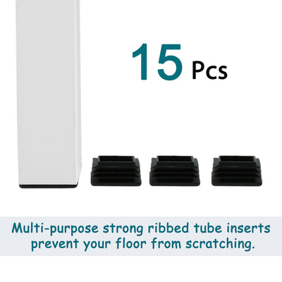 Harfington 15 Pcs Plastic Square Blanking End Caps Tubing Tube Inserts 25mm x 25mm