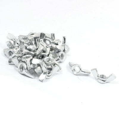 Harfington 30Pcs Zinc Plated Silver Tone M8 5/16" Coarse Thread Wing Nuts