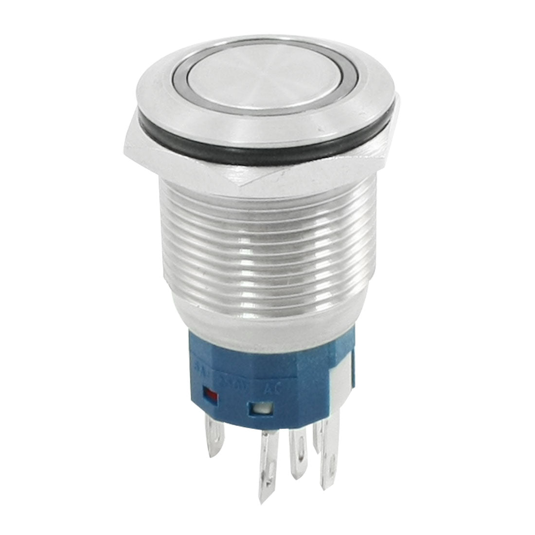 Harfington 19mm 24V Red Ring LED Light Stainless Steel Latching Push Button Switch NO NC