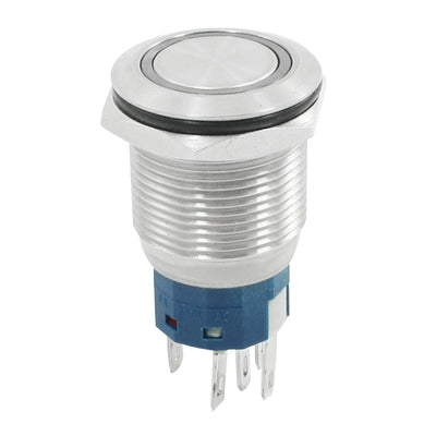 Harfington 19mm 24V Red Ring LED Light Stainless Steel Latching Push Button Switch NO NC