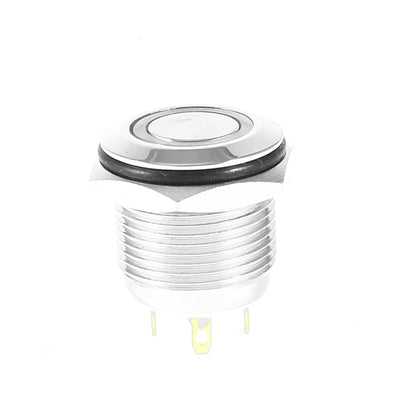 Harfington 16mm 3V White Ring LED Light Metal Momentary Push Button Switch NO