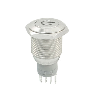 Harfington 16mm 12V Blue Ring LED Light Stainless Locking Pushbutton Switch NO NC