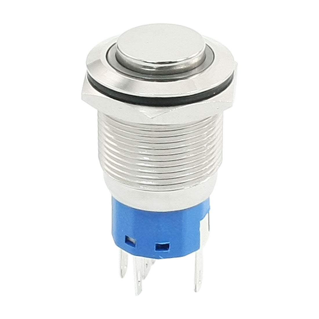 Harfington 12V Blue Light 19mm Momentary 5 Pin Stainless Steel Push Button Switch SPDT