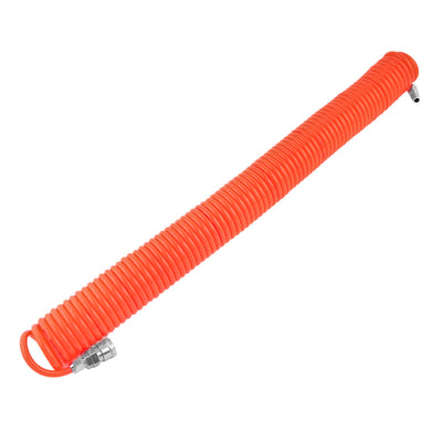 Harfington 15M 49 Ft 8mm x 5mm Polyurethane PU Recoil Air Compressor Hose Tube Orange Red