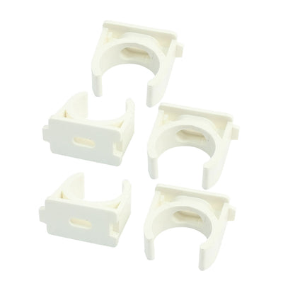 Harfington 5Pcs 25mm Dia White PVC-U Push Snap in Clip Pipe Clamps for Water Supply