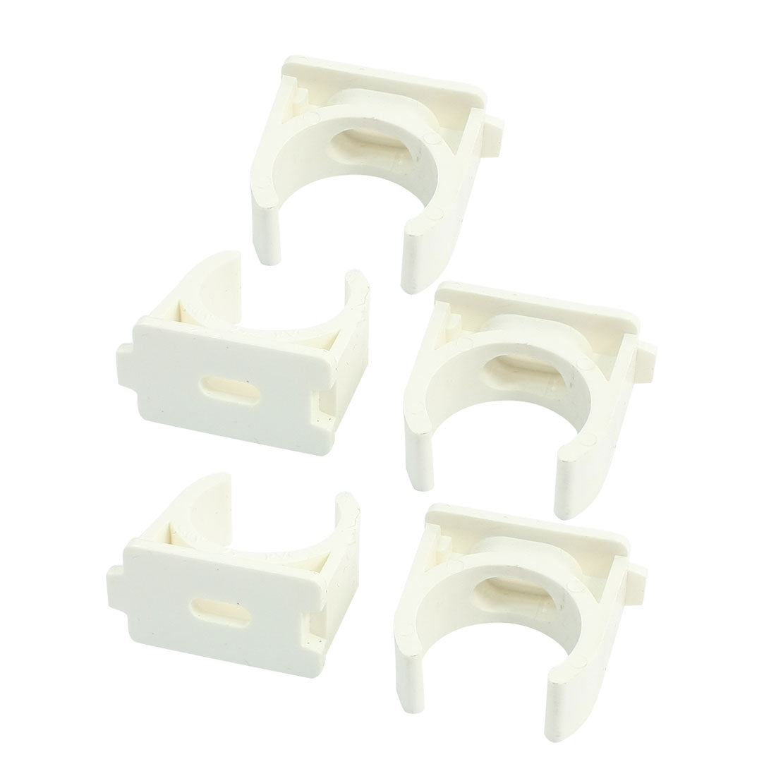 Harfington 5Pcs 25mm Dia White PVC-U Push Snap in Clip Pipe Clamps for Water Supply