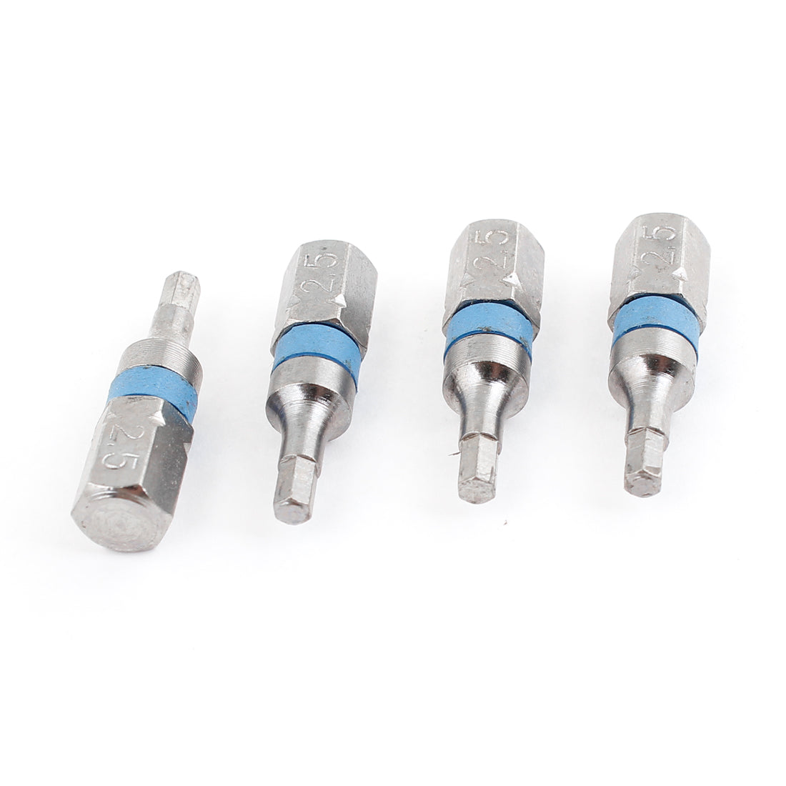 Harfington Magnetic 2.5mm H2.5 Hex Head Screwdriver Bit Silver Tone Blue 4 Pcs