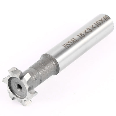 Harfington Hardware Milling Cutter 3mm Depth 16mm Cutting Dia 6 Flutes HSS T Slot End Mill