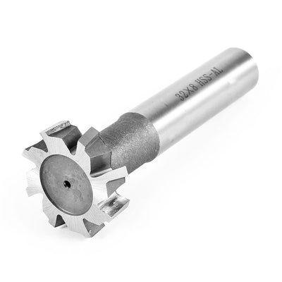 Harfington Hardware Milling Cutter 8mm Depth 32mm Cutting Dia 8 Flutes HSS T Slot End Mill