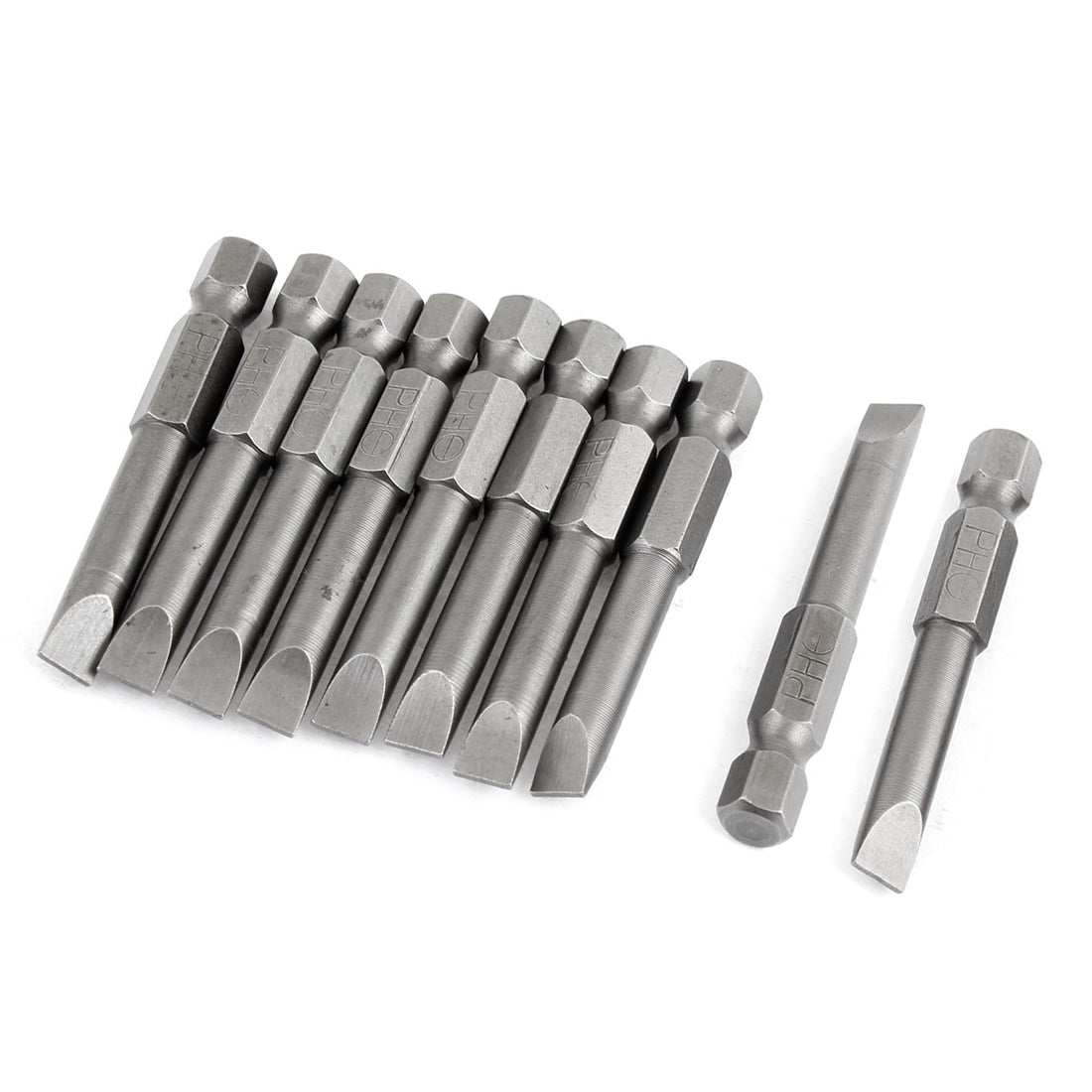 Harfington Silver Tone Magnetic Tip 5.5mm Bit Slotted Screwdriver Bits 5cm Long 10 Pcs