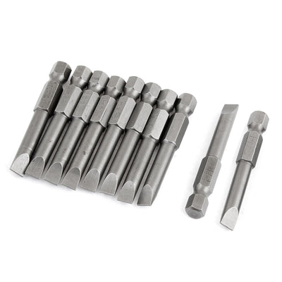 Harfington Silver Tone Magnetic Tip 5.5mm Bit Slotted Screwdriver Bits 5cm Long 10 Pcs