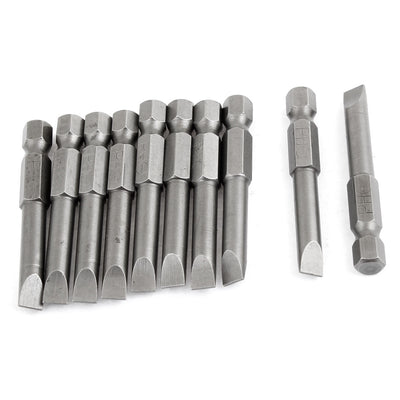 Harfington Silver Tone Magnetic Tip 5.5mm Bit Slotted Screwdriver Bits 5cm Long 10 Pcs