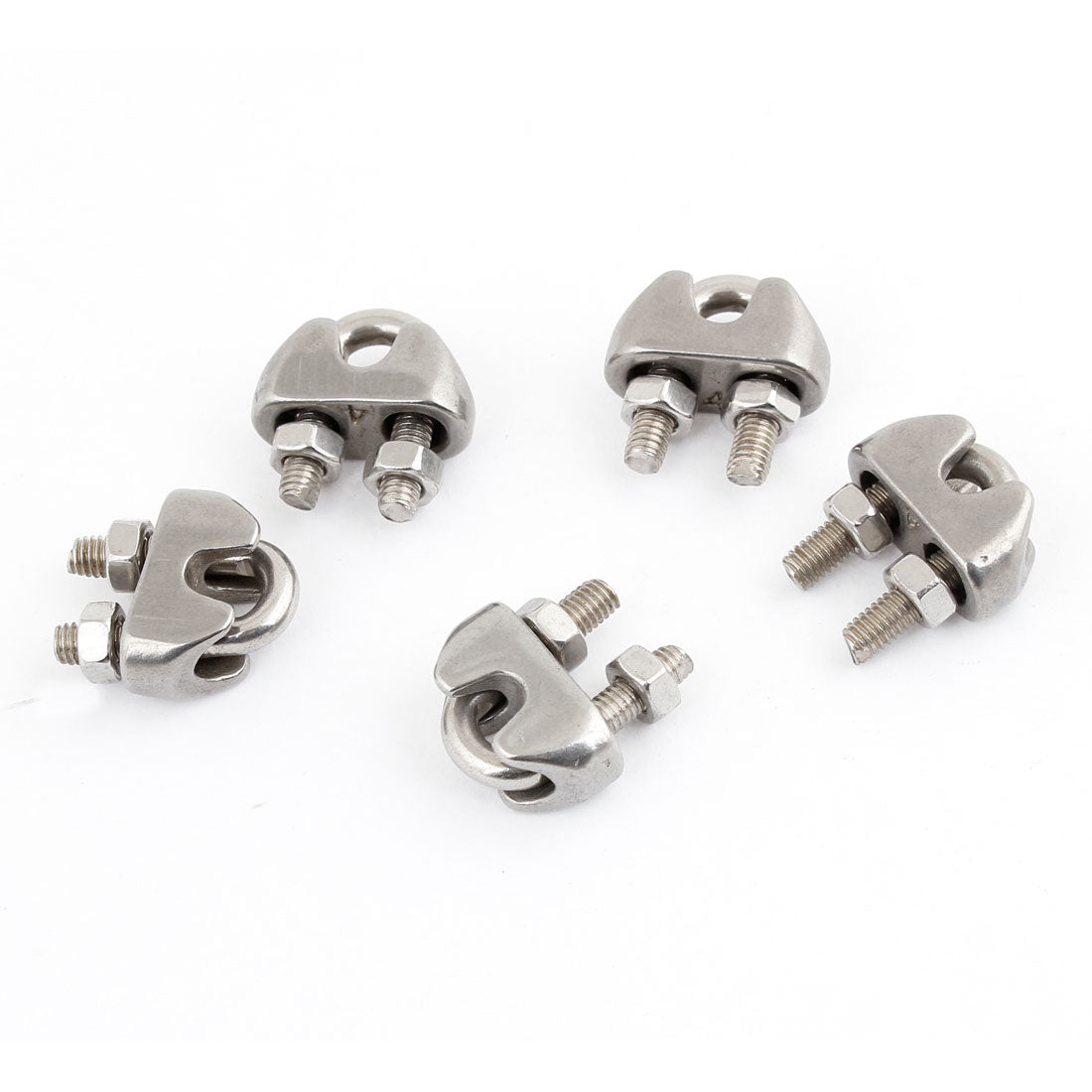 Harfington Silver Tone 5/32" Stainless Steel Wire Rope Clip Cable Clamp 5 Pcs