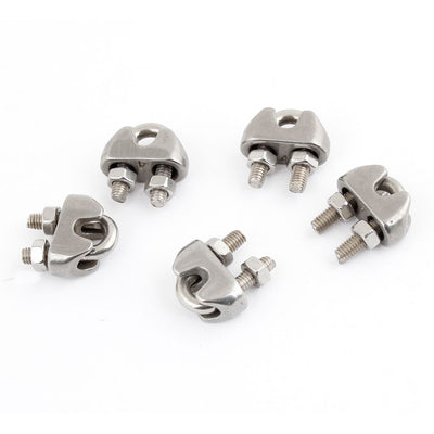 Harfington Silver Tone 5/32" Stainless Steel Wire Rope Clip Cable Clamp 5 Pcs