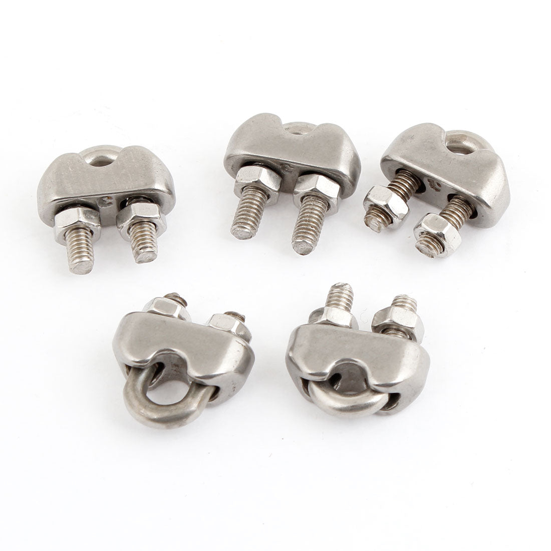 Harfington Silver Tone 3/25" 3mm Wire Rope Grip Cable Clamp 304 Stainless Steel 5pcs