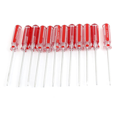 Harfington 12pcs Red Clear Antislip Handle 2.3mm Magnetic Tip Triangle Screwdrivers