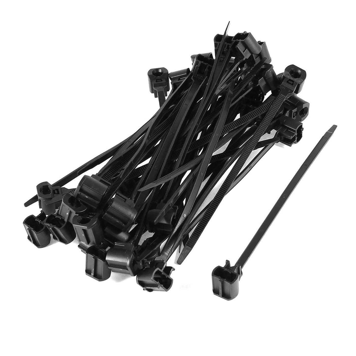 Harfington 169mm x 5mm Black Nylon Screw Mount Cable Wire Zip Tie Organizer 40 Pcs