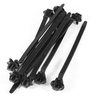 Harfington 161mm Length Releasable Black Nylon Oval Base Push Mount Cable Zip Tie 10 Pcs