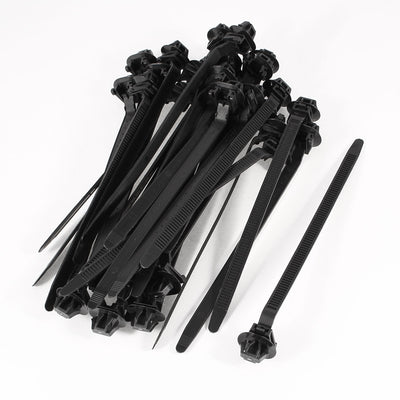 Harfington 162mm x 7mm Black Nylon Push Mount Car Electric Wire Cable Zip Ties 30 Pcs